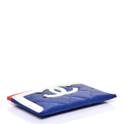 Chanel Caviar Quilted Filigree Card Holder Blue White Red 4 of 8
