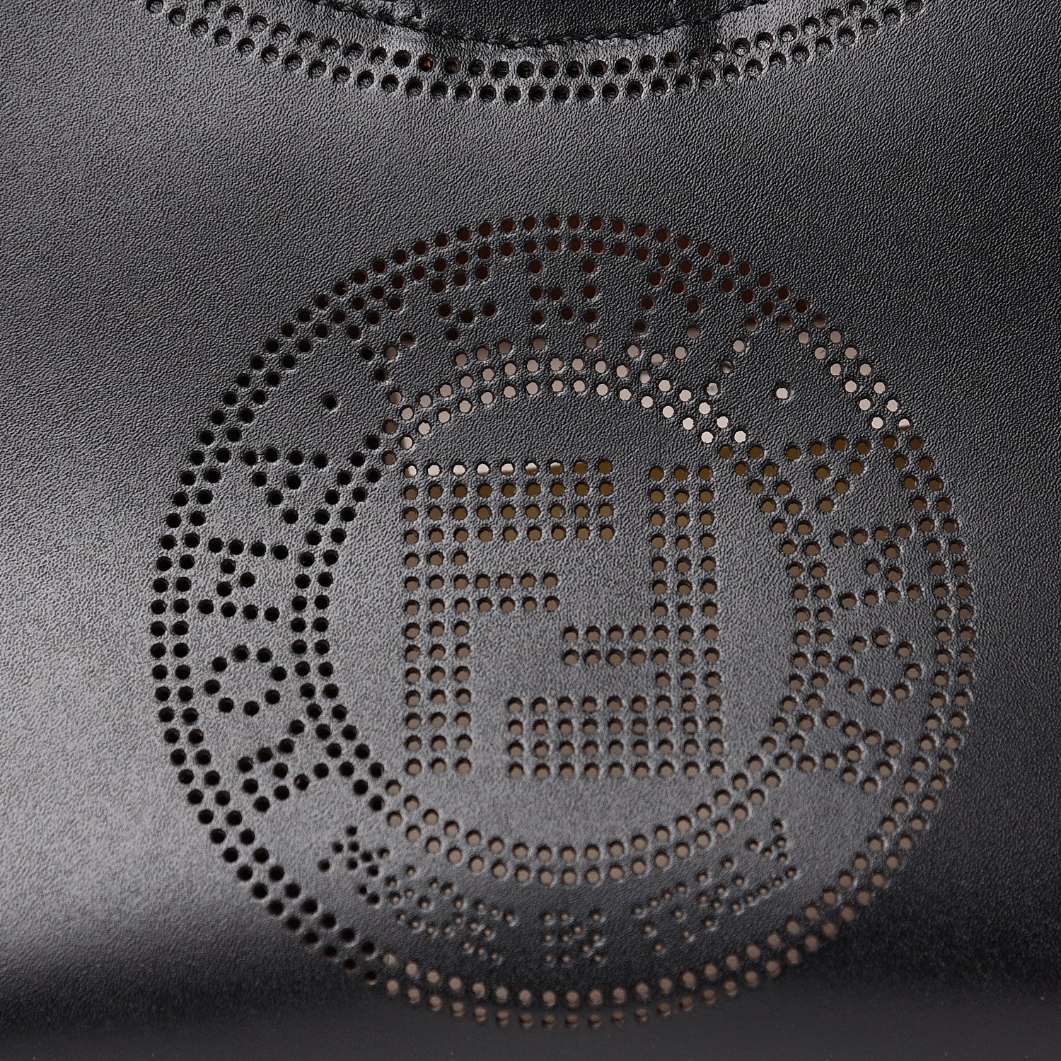 Fendi Vitello Liberty Plexiglass Stamp Patch Perforated Small Runaway Shopper Tote Black 6 of 9