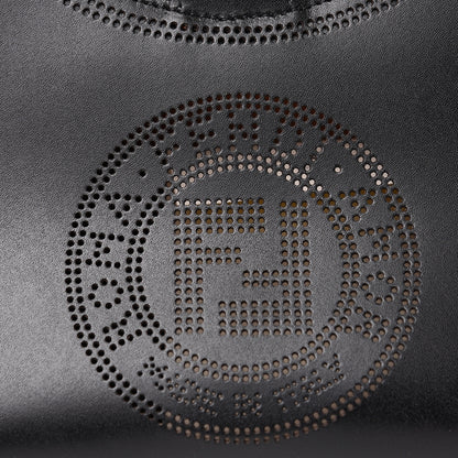 Fendi Vitello Liberty Plexiglass Stamp Patch Perforated Small Runaway Shopper Tote Black 6 of 9