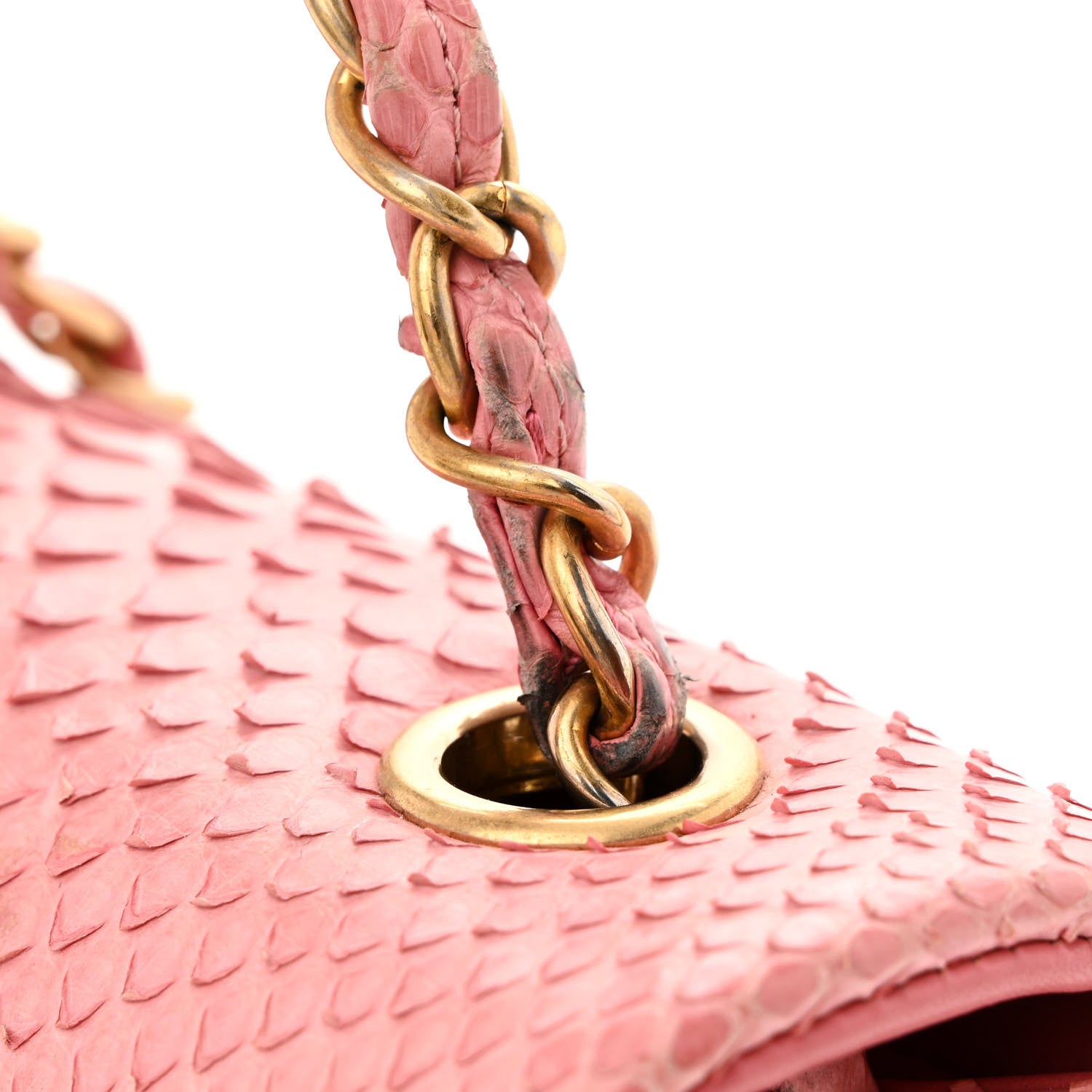 Chanel Snakeskin Mini Rectangular Valentine Charms Flap Pink 17 of 17