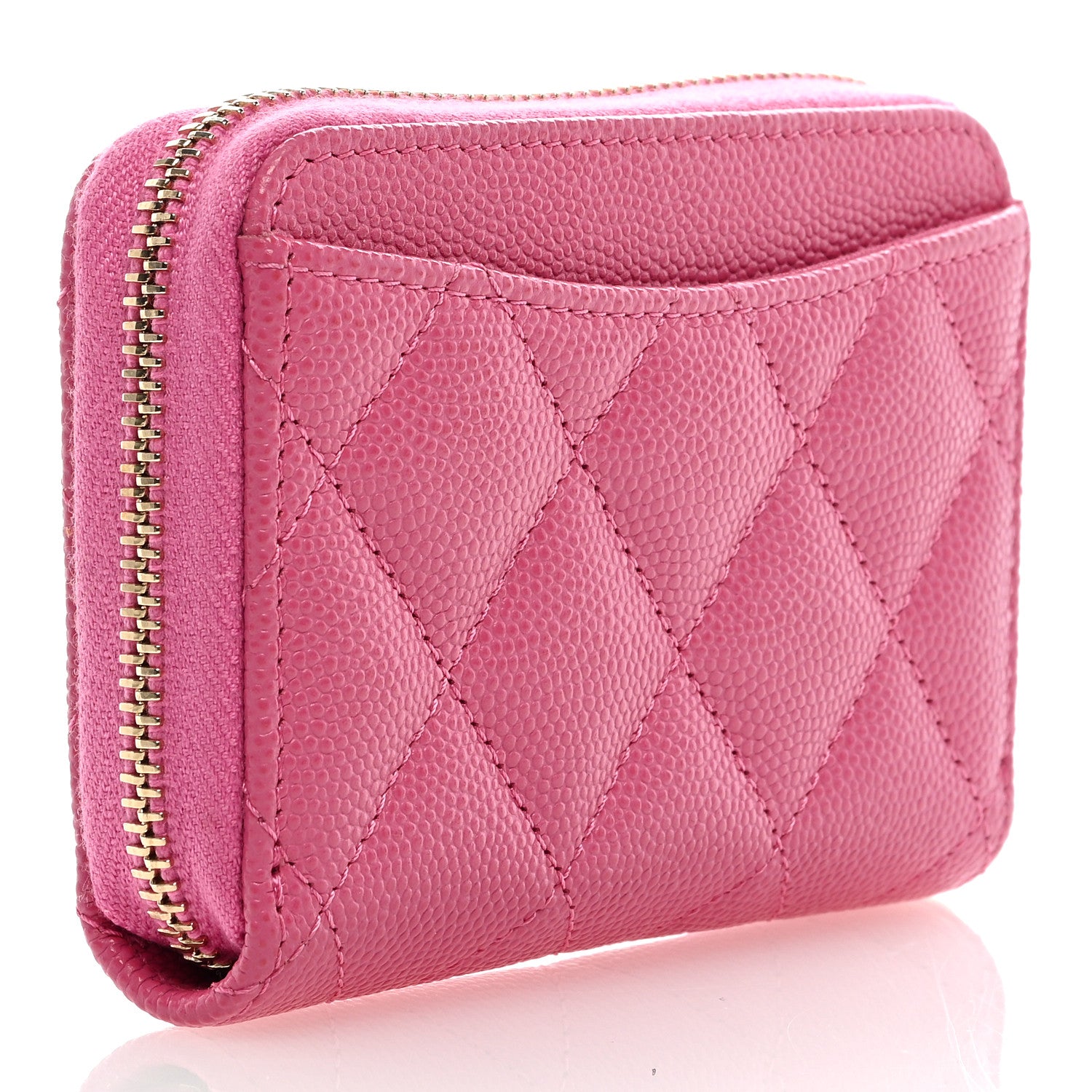 Chanel Caviar Quilted Zip Coin Purse Pink 3 of 7