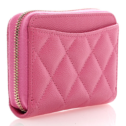 Chanel Caviar Quilted Zip Coin Purse Pink 3 of 7