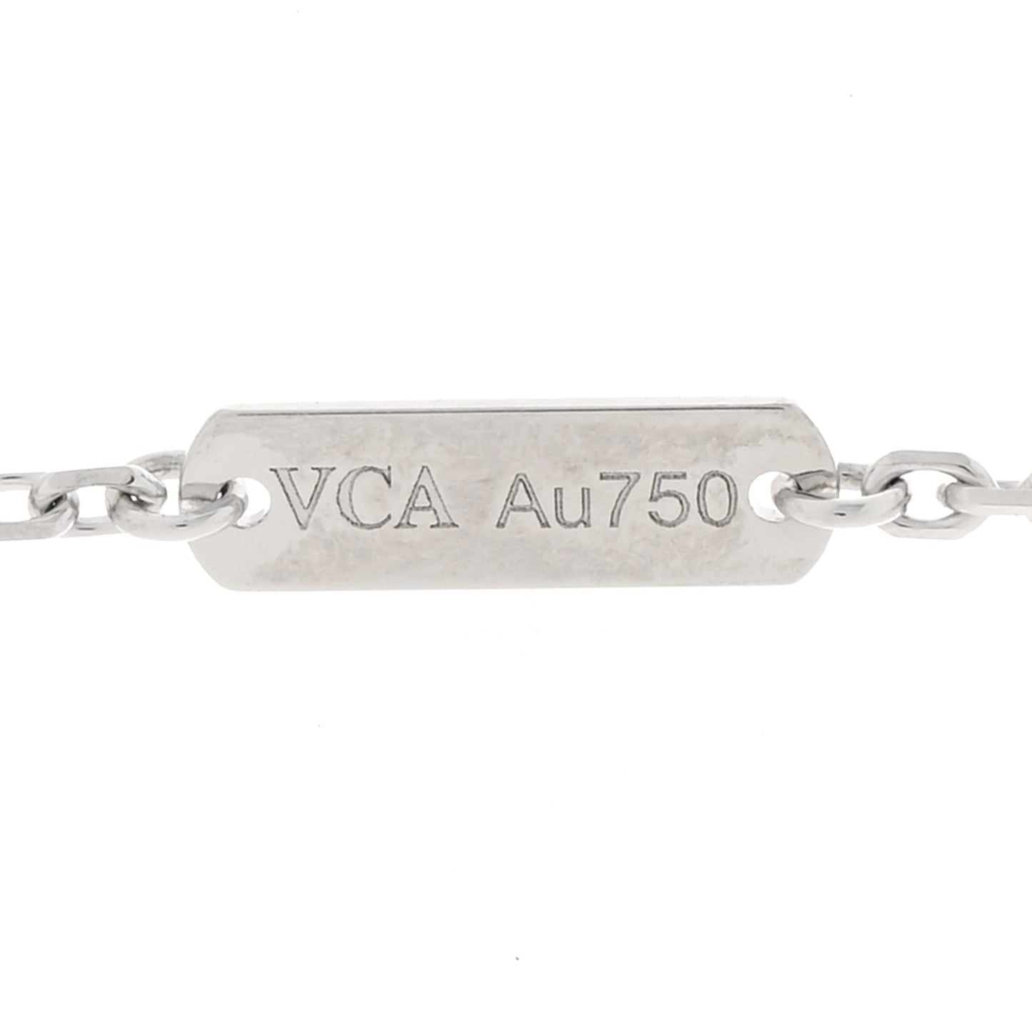 18K White Gold Guilloche Vintage Alhambra Pendant Necklace