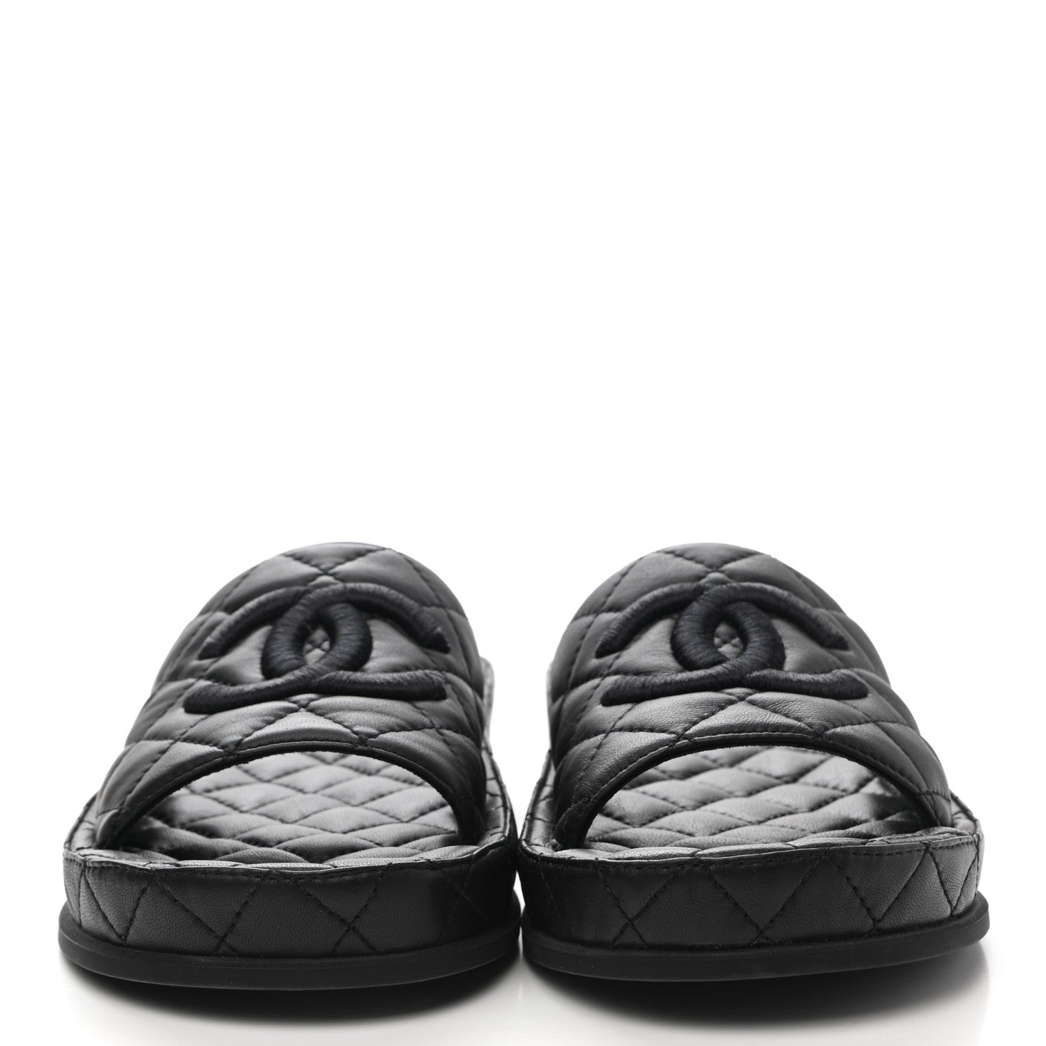 Chanel Lambskin Quilted CC Mules Sandals 37 Black 2 of 9
