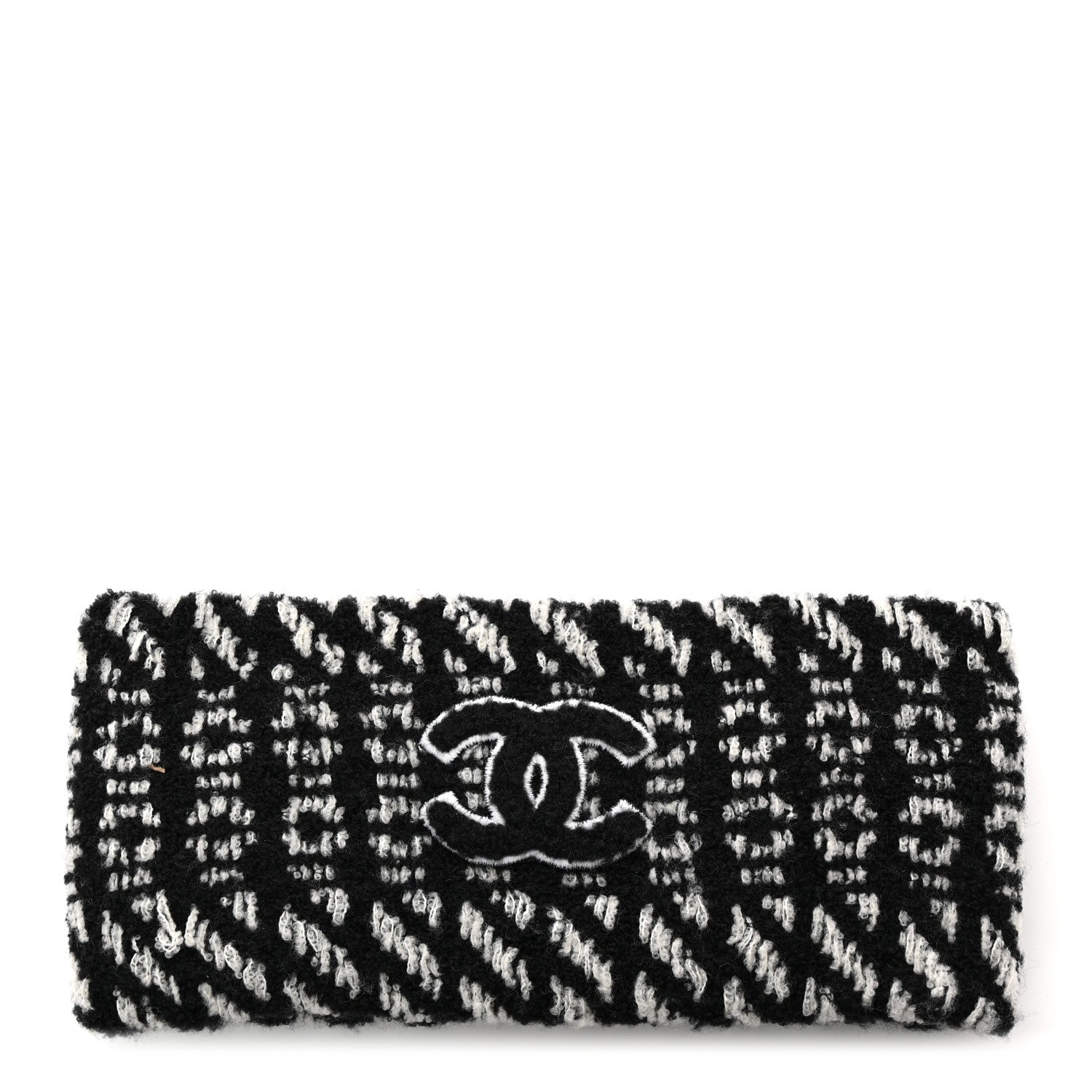 Chanel Wool CC Headband Black White 1 of 7