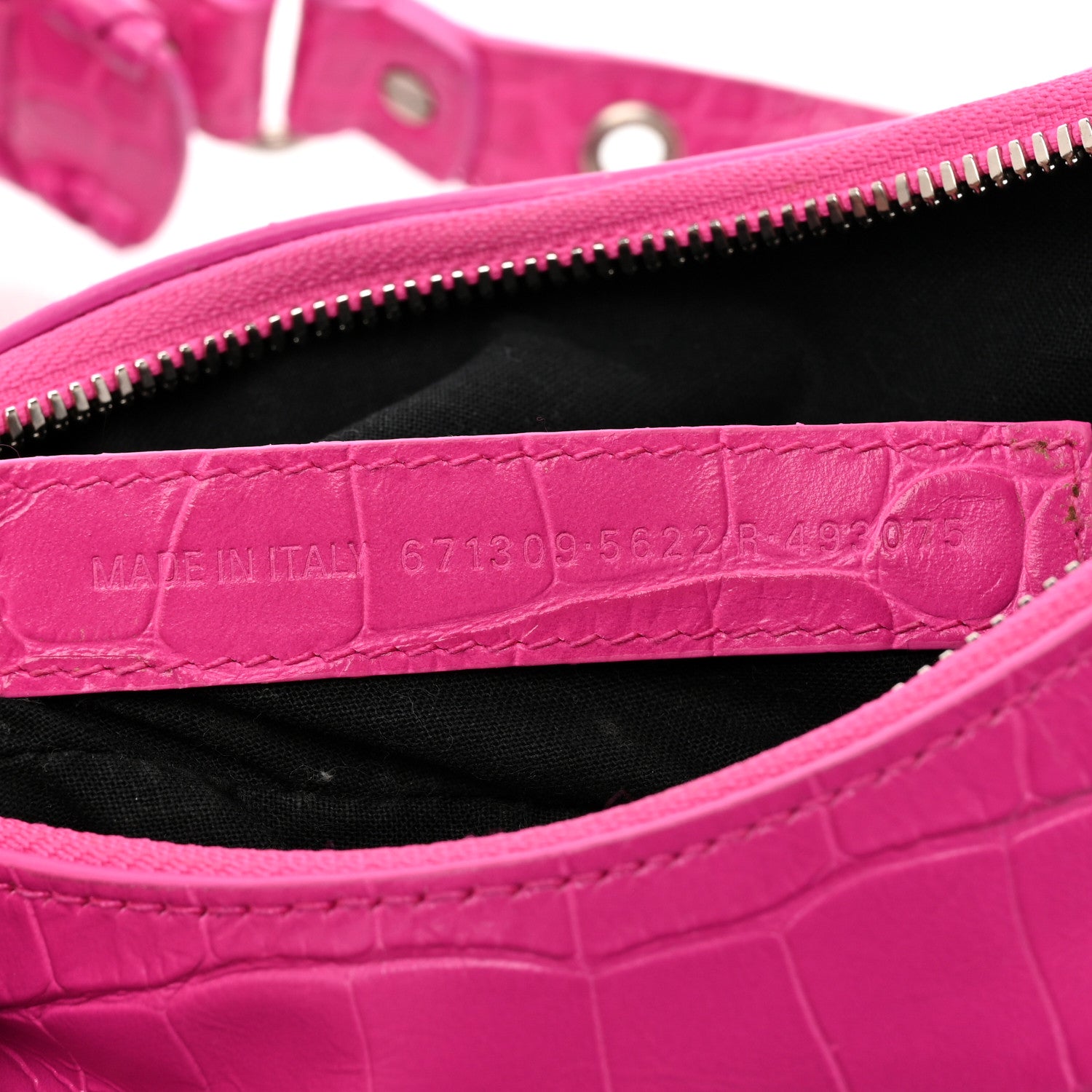 Balenciaga Extra Supple Calfskin Crocodile Embossed XS Le Cagole Shoulder Bag Lipstick Pink 8 of 12