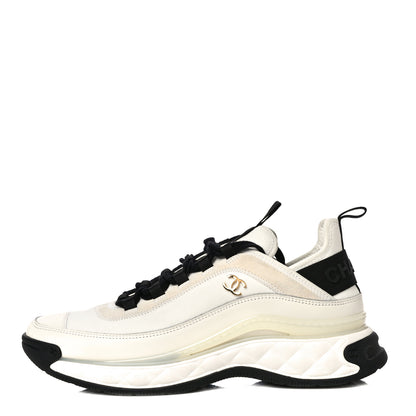 Chanel Fabric Calfskin Suede CC Sneakers 41 Ivory Black 1 of 15