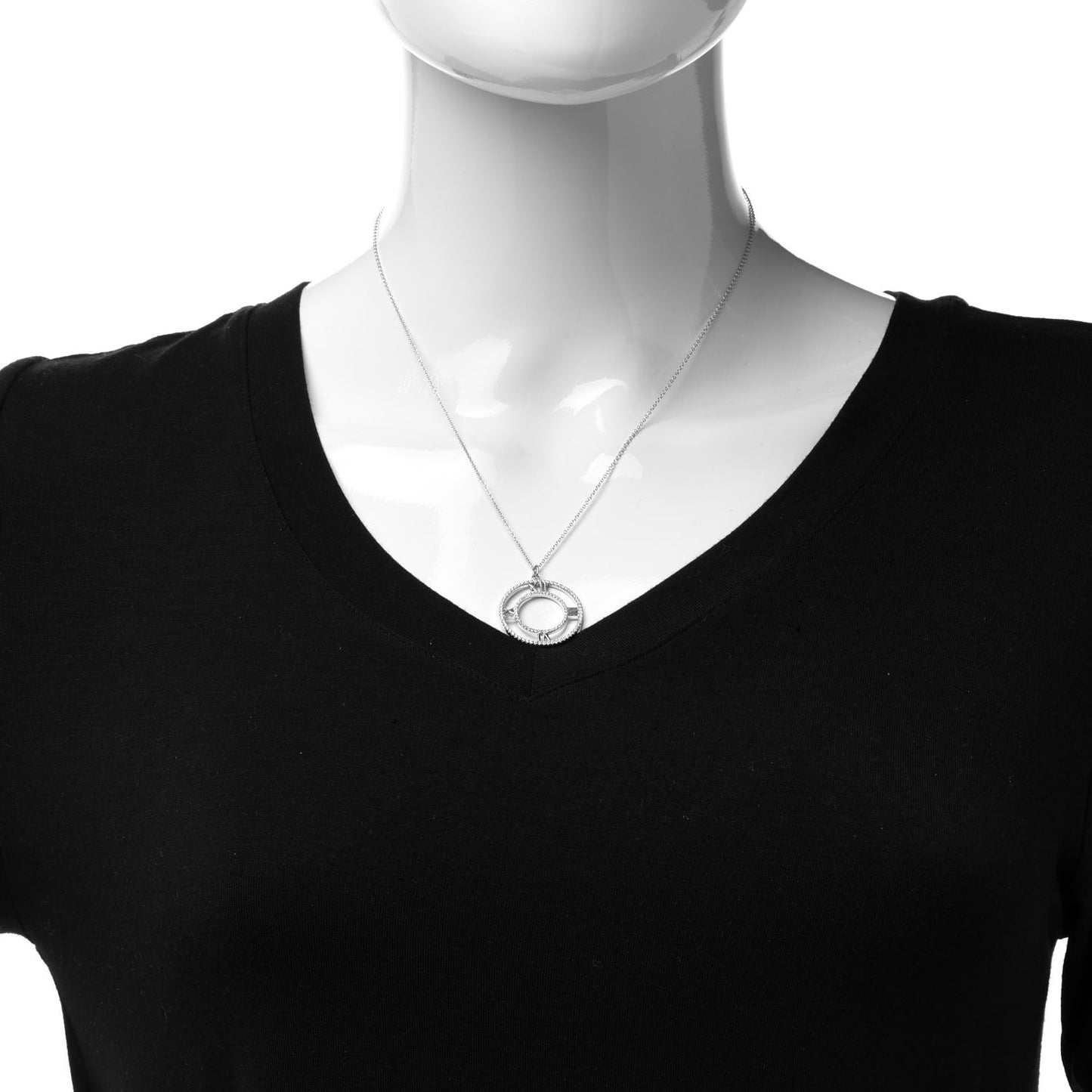 18K White Gold Diamond Medium Atlas Open Pave Pendant Necklace