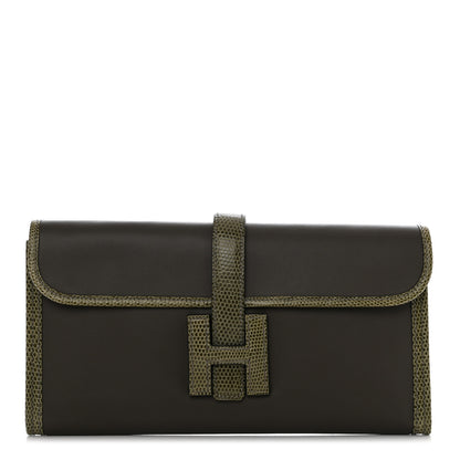 Hermes Swift Lizard Jige Elan Touch 29 Clutch Etain Ombre 1 of 8
