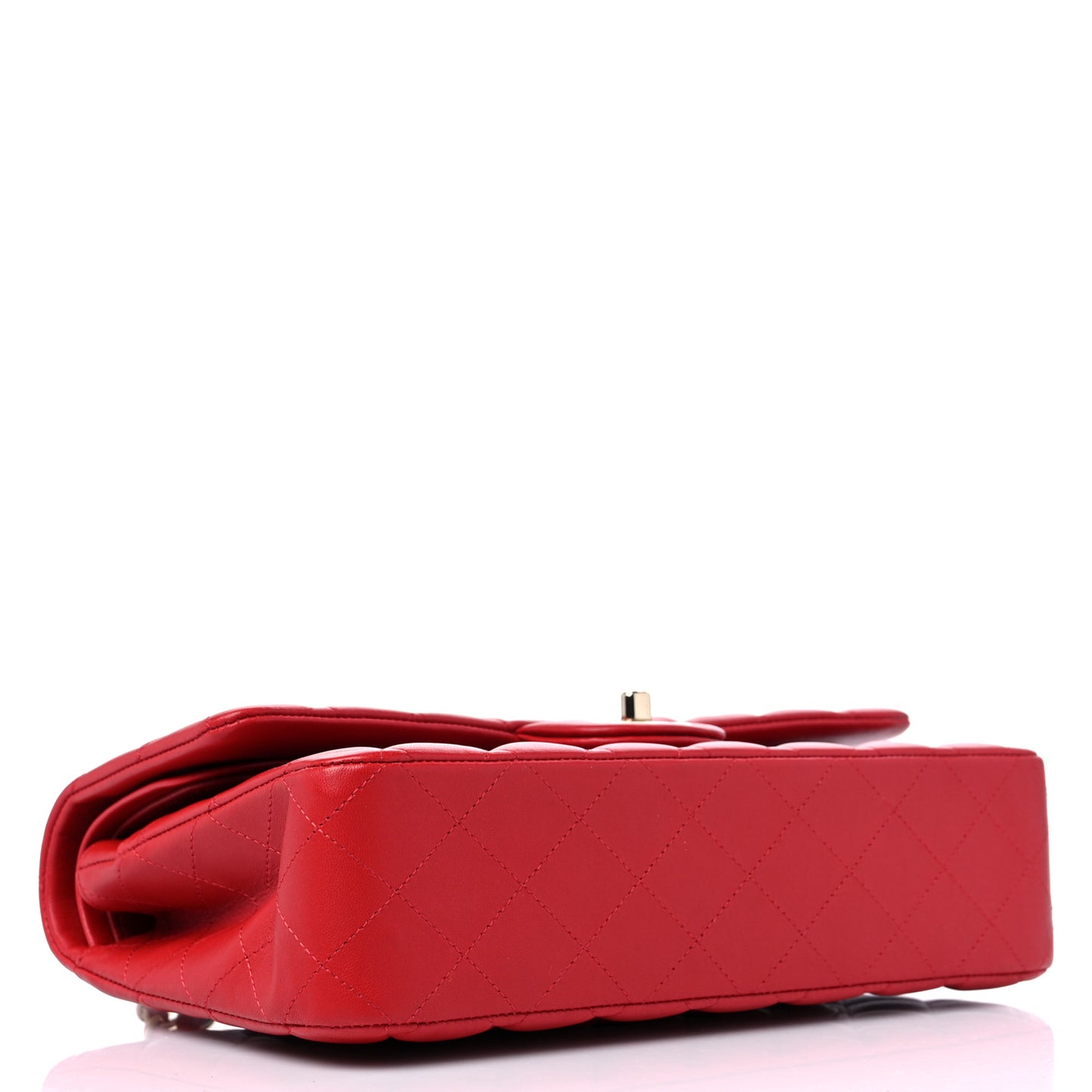Lambskin Quilted Medium Double Flap Red