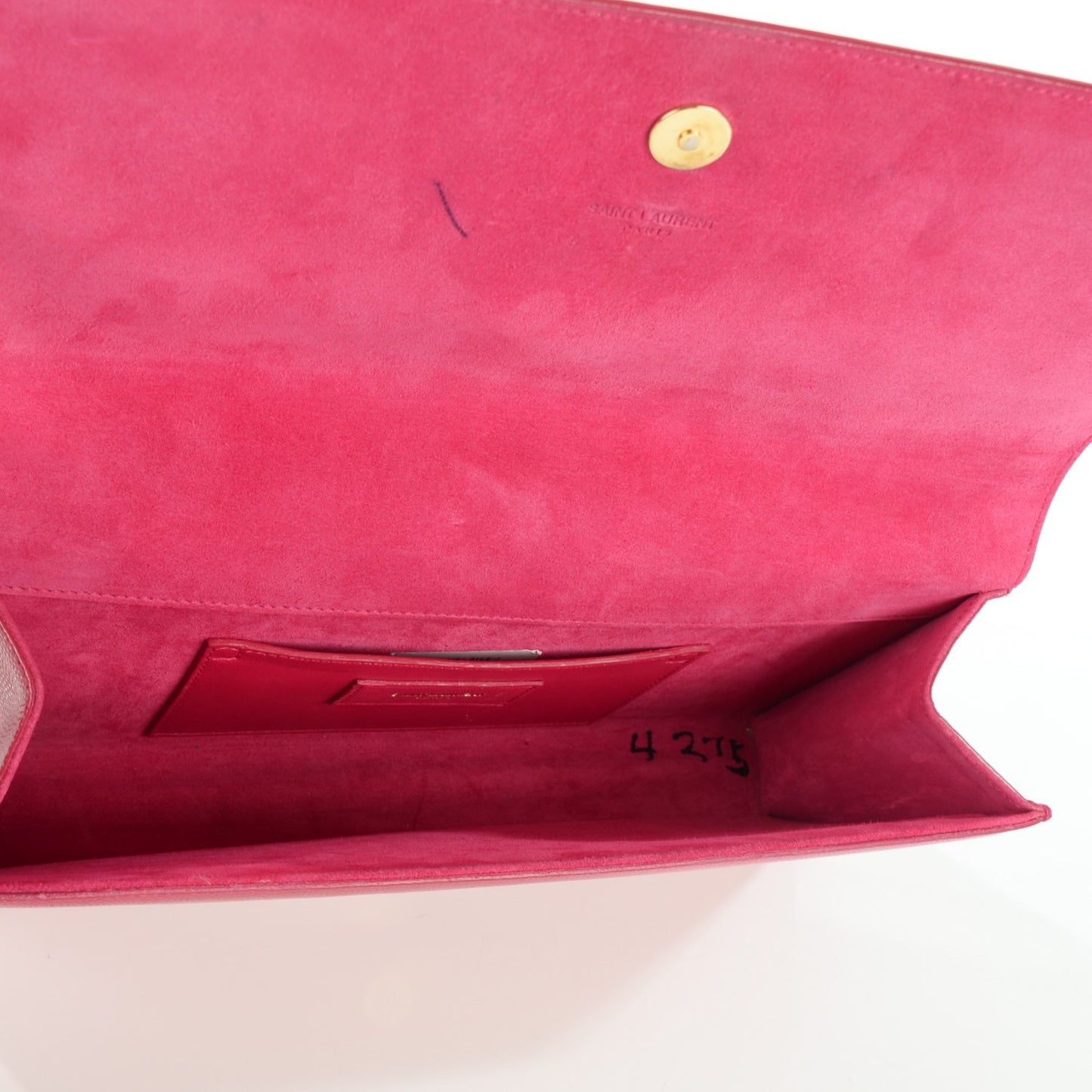 Textured Patent Medium Classic Monogram Clutch Fuchsia