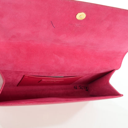 Saint Laurent Textured Patent Medium Classic Monogram Clutch Fuchsia 3 of 11