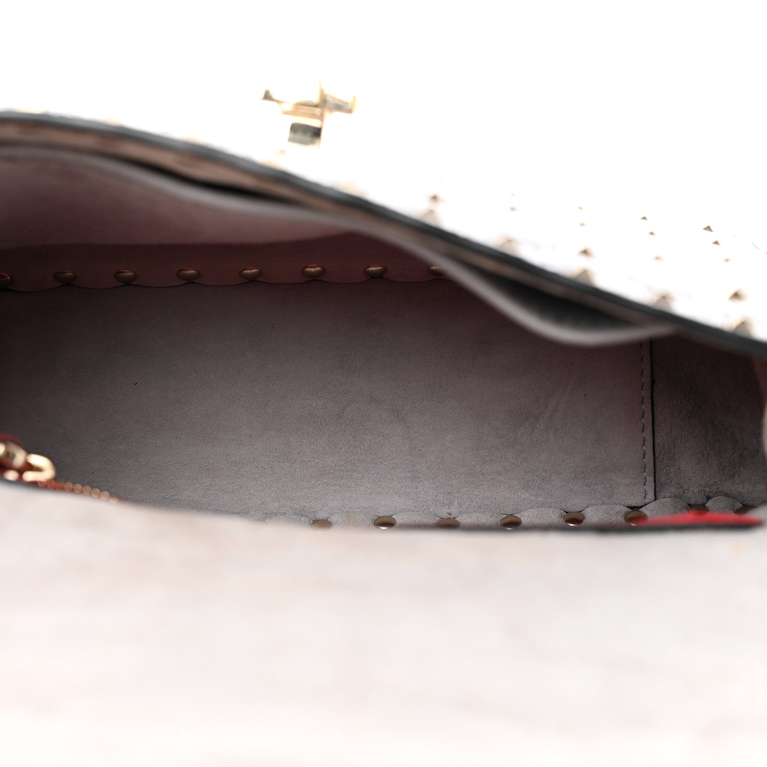Valentino Garavani Craquele Nappa Medium Rockstud Spike Shoulder Bag Pastel Grey 5 of 10
