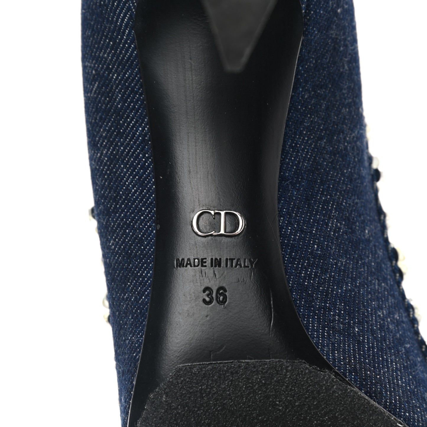 Denim Crystal Garland Pumps 36 Blue Fonce