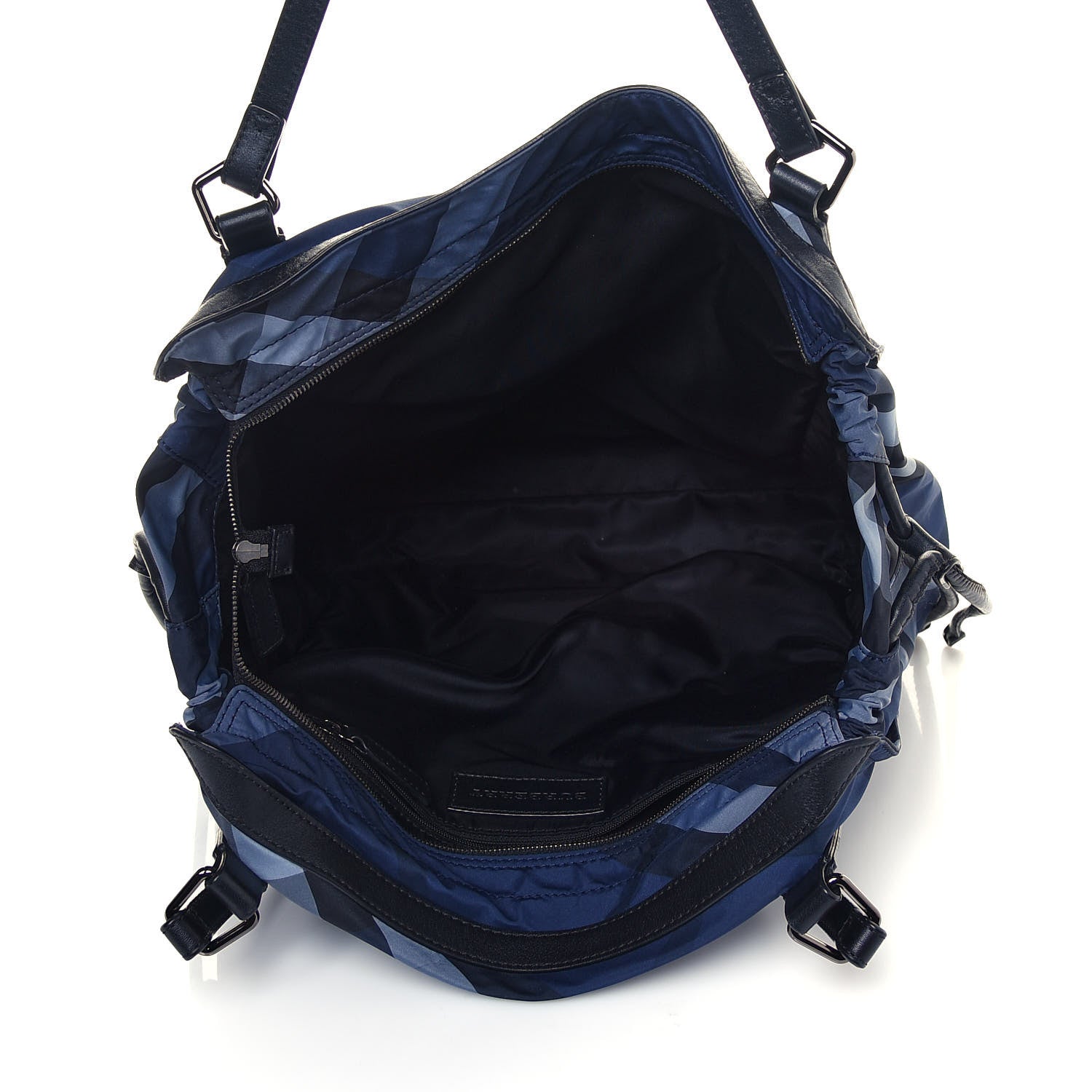Burberry Nylon Check Small Buckleigh Packable Tote Navy Blue 4 of 15