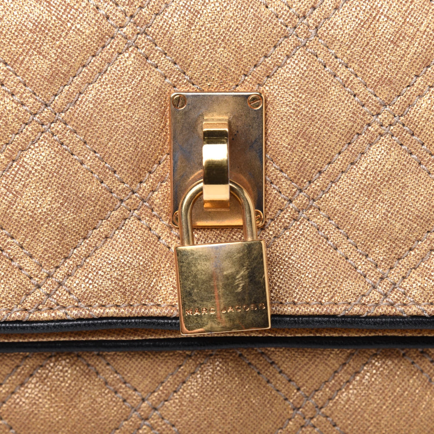 Marc Jacobs Coated Canvas Quilted Flap Shoulder Bag Tan 14 of 17