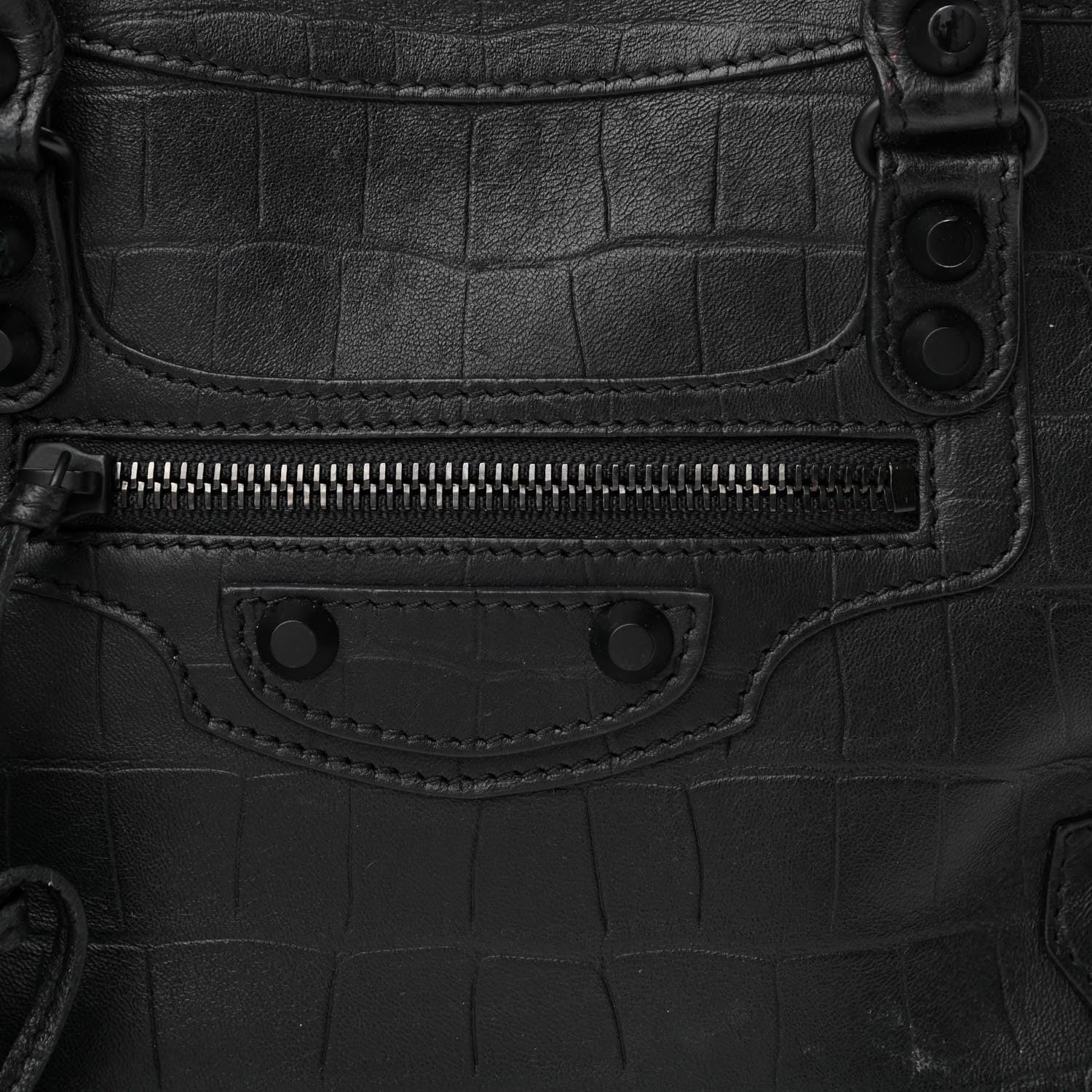 Balenciaga Matte Supple Lambskin Crocodile Embossed Classic Black Hardware S City Black 8 of 11