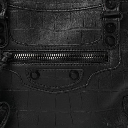 Balenciaga Matte Supple Lambskin Crocodile Embossed Classic Black Hardware S City Black 8 of 11