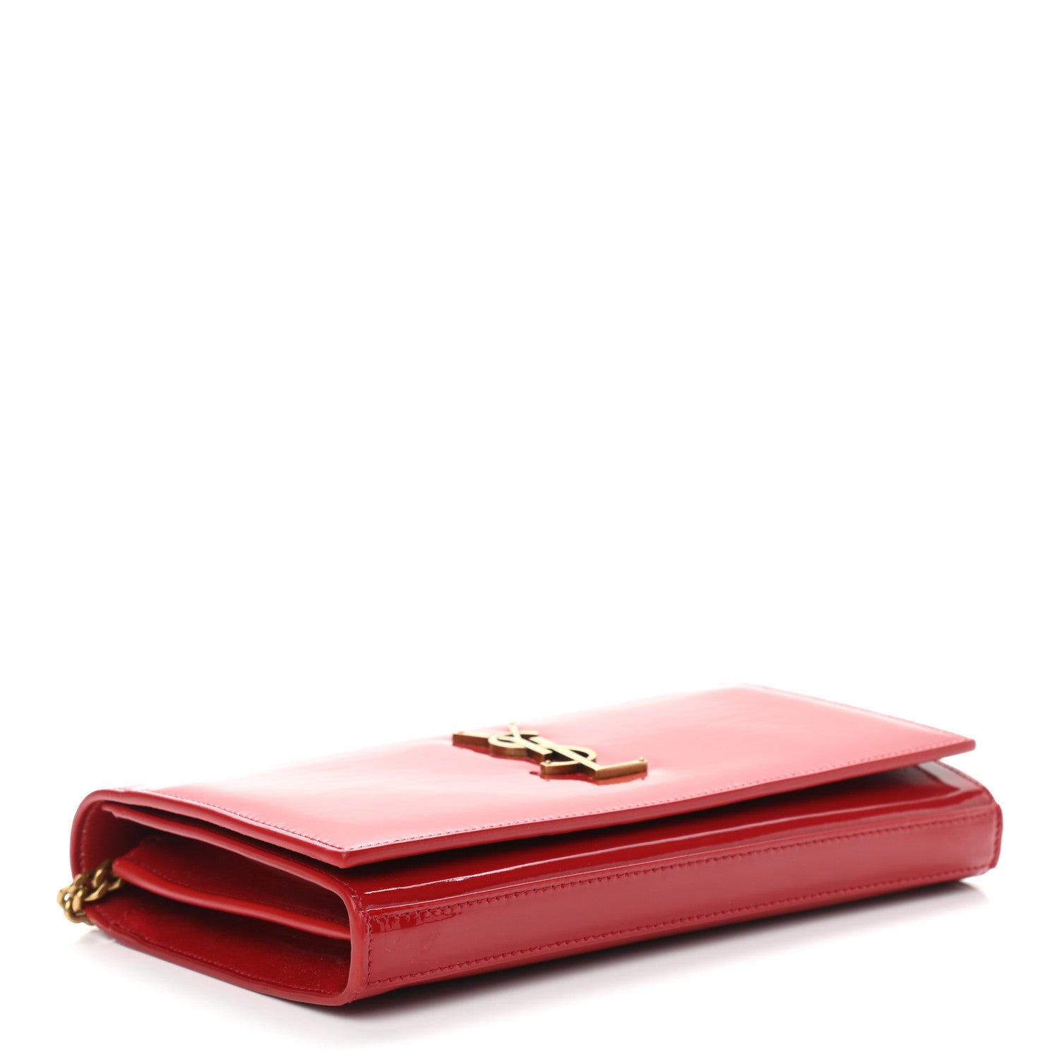 Saint Laurent Patent Calfskin Monogram Kate Wallet On Chain Rouge Eros 4 of 12