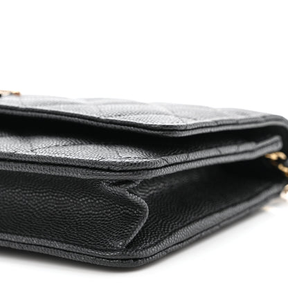 Chanel Caviar Quilted Crystal Enamel CC Wallet On Chain WOC Black 11 of 12