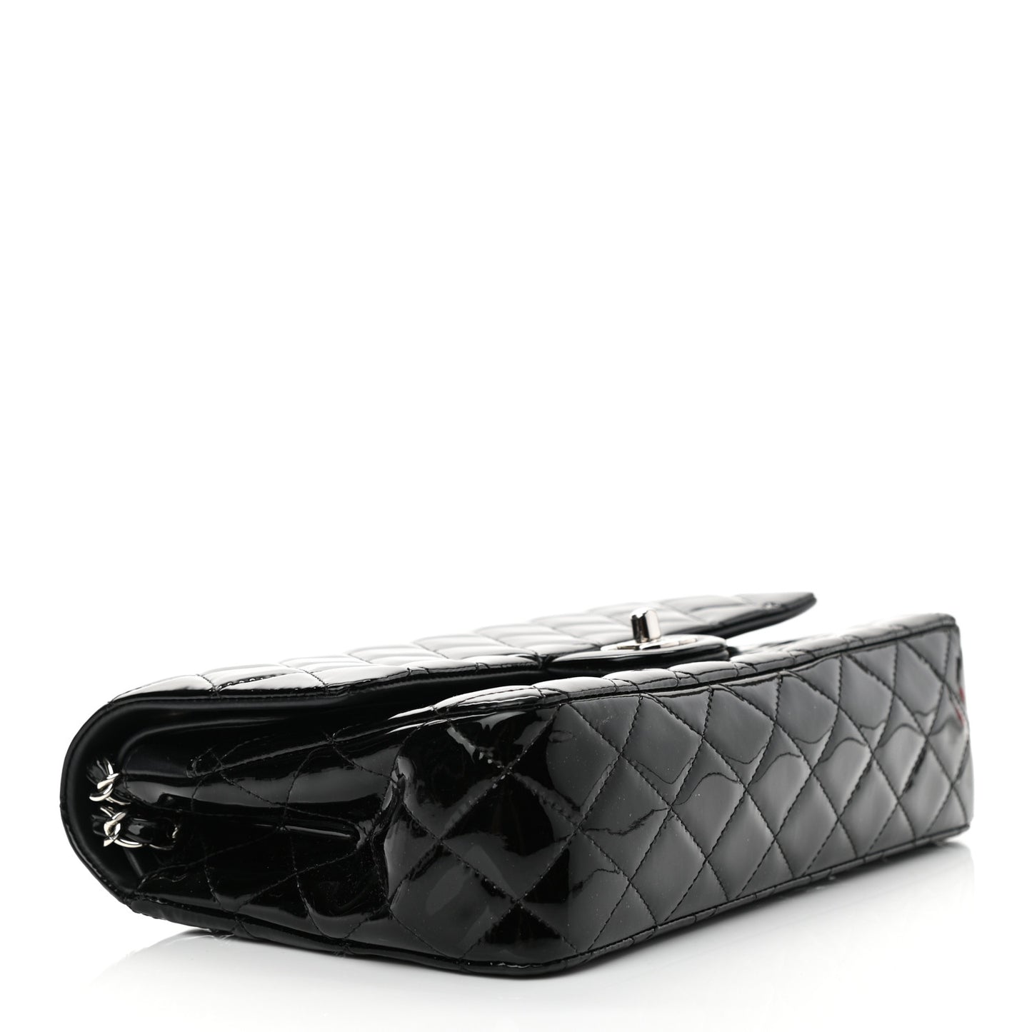 Patent Quilted Medium Double Flap Black