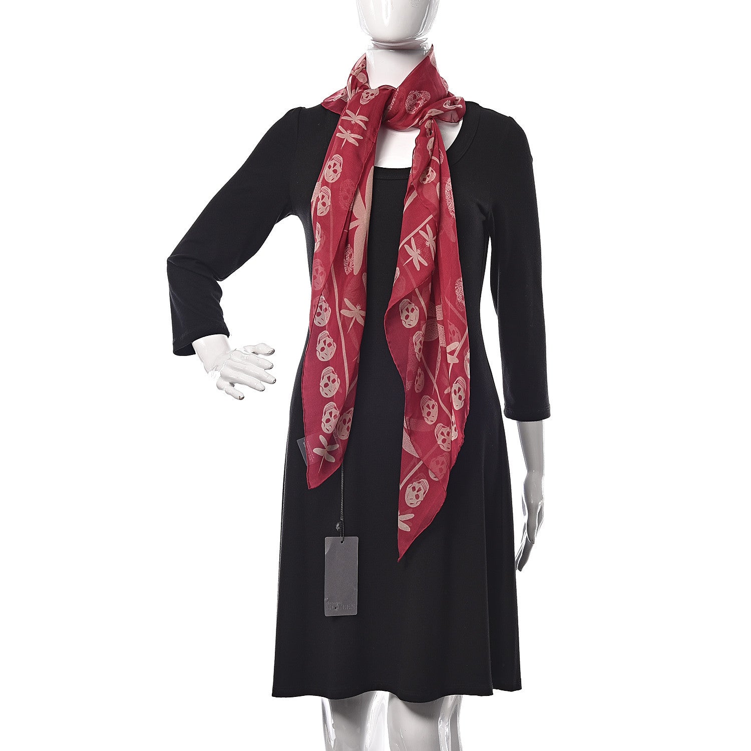 Alexander McQueen Silk Skull Dragonfly Scarf Red Ivory 2 of 6
