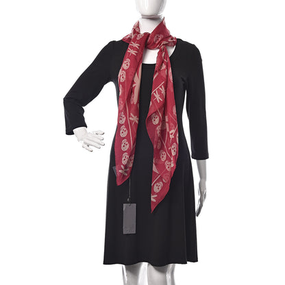 Alexander McQueen Silk Skull Dragonfly Scarf Red Ivory 2 of 6