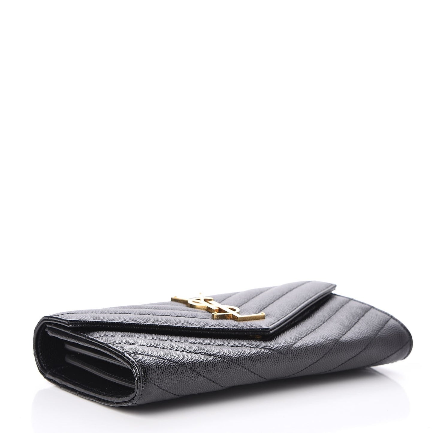 Grain De Poudre Matelasse Chevron Monogram Flap Wallet Black