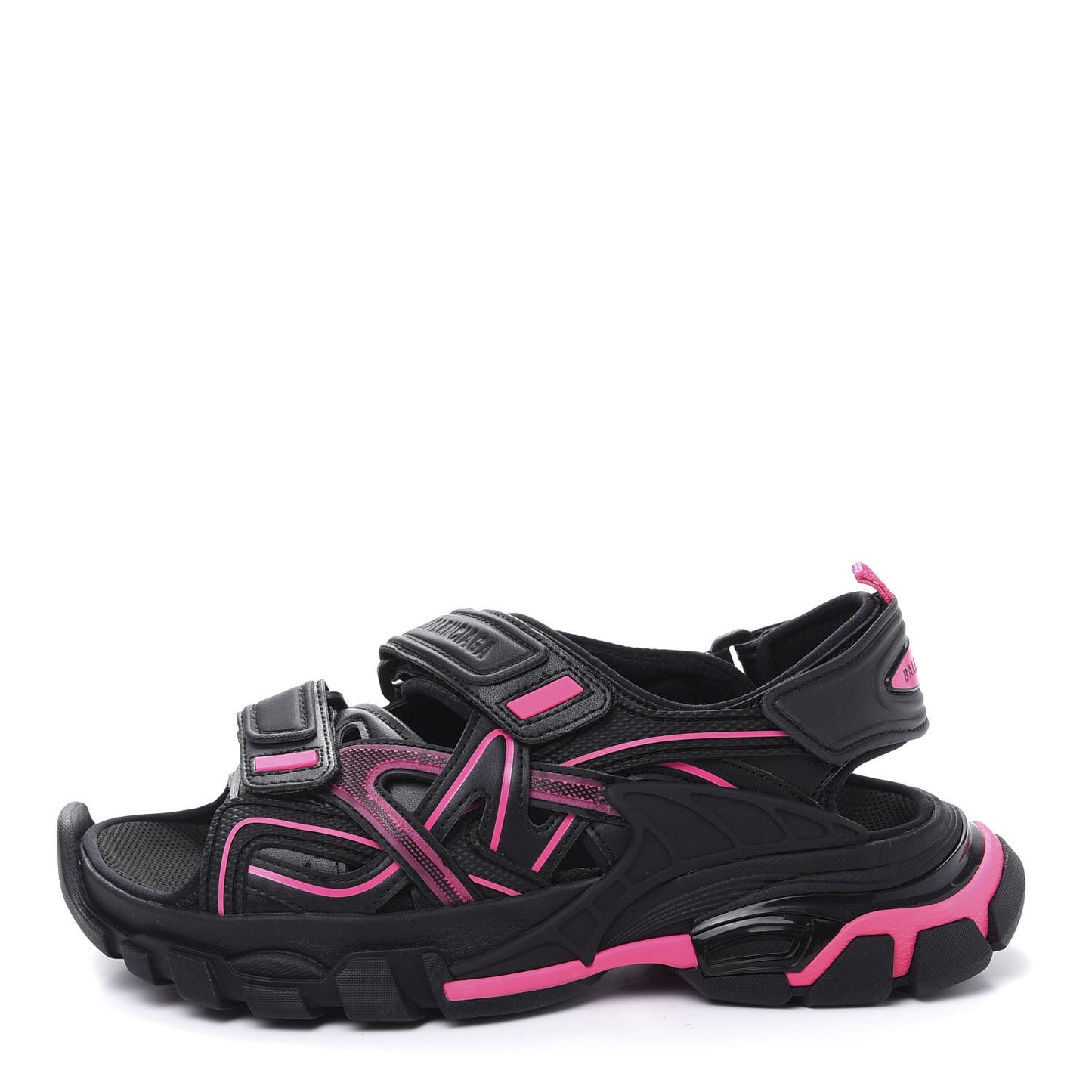 Rubber Neoprene Bi-Color Womens Track Sandals 37 Black Fluo Pink