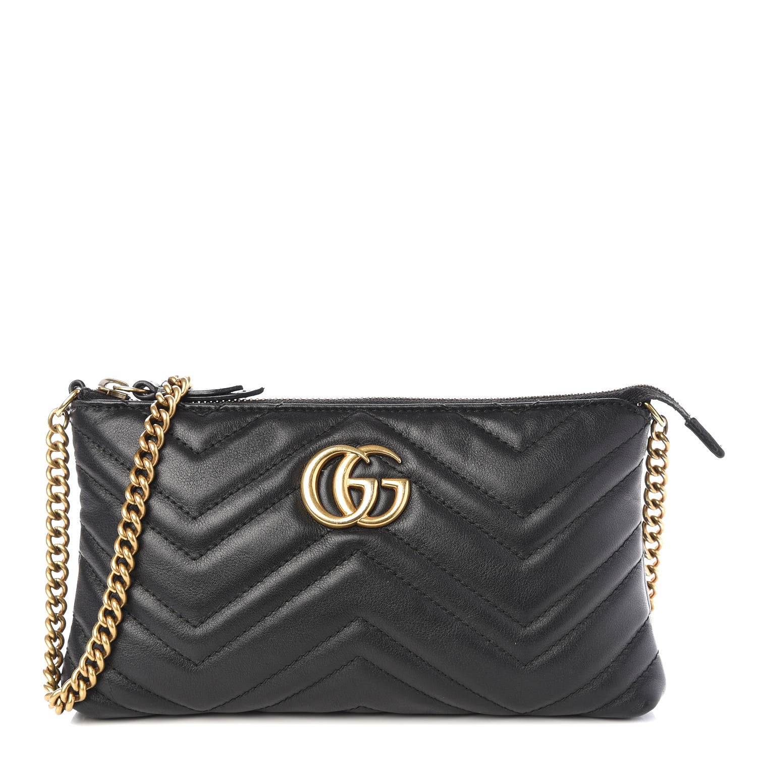 Gucci Calfskin Matelasse Mini GG Marmont Chain Bag Black 1 of 7