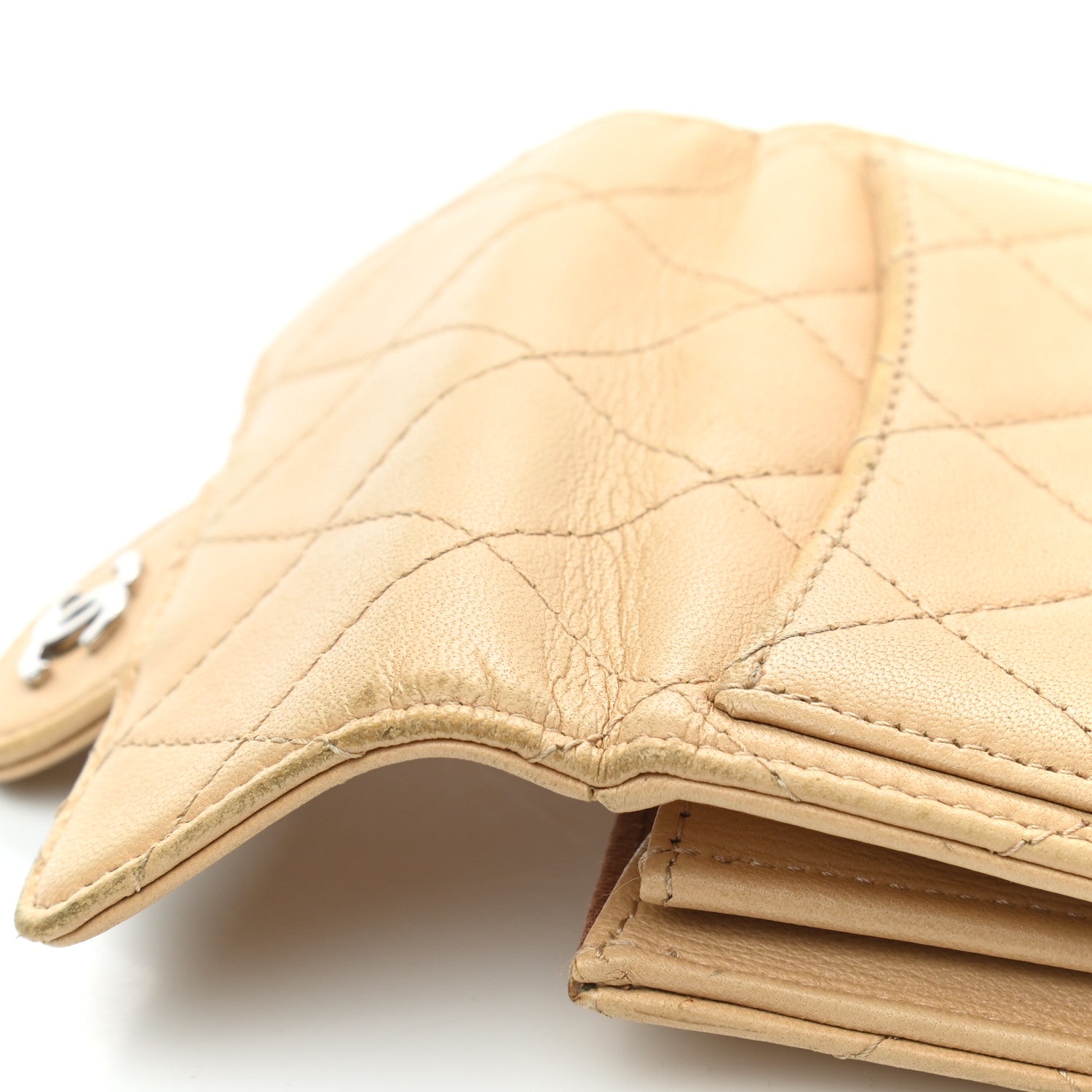 Chanel Lambskin Quilted Flap Card Holder Wallet Beige 11 of 12