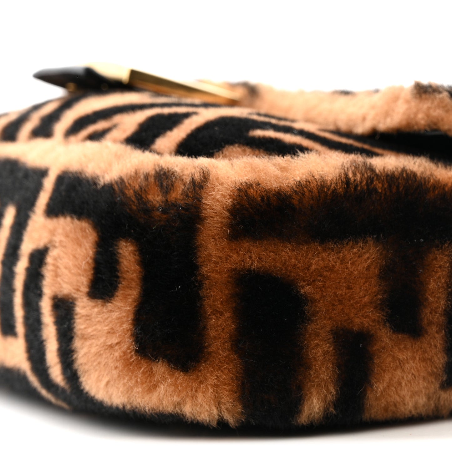 Shearling Vitello Dolce Macro FF 1974 Baguette Tobacco Black