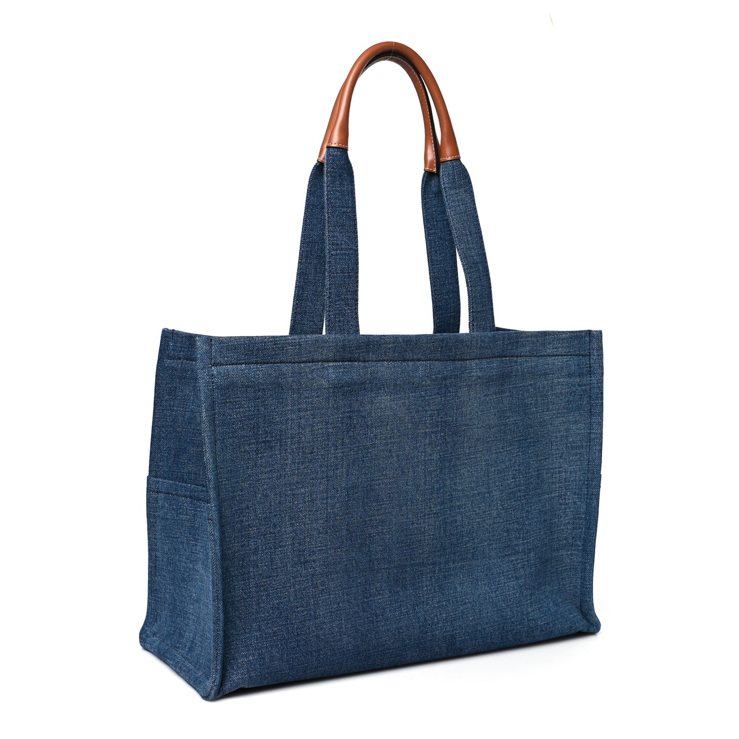 Denim Large Thais Cabas Navy Tan