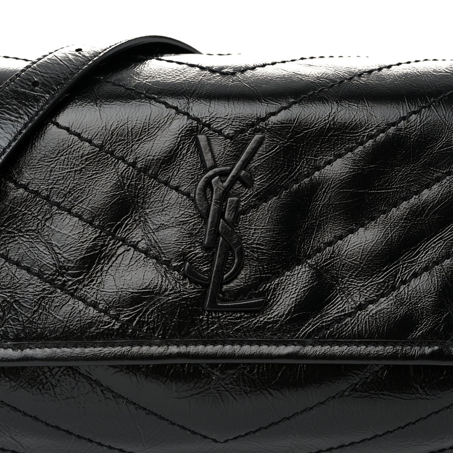 Saint Laurent Crinkled Calfskin Matelasse Monogram Niki Body Bag Black 8 of 11
