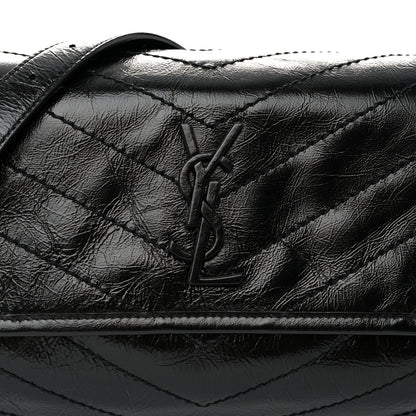 Saint Laurent Crinkled Calfskin Matelasse Monogram Niki Body Bag Black 8 of 11