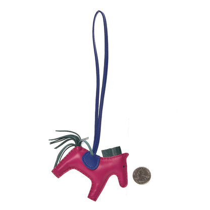 Hermes Milo Lambskin Grigri Rodeo Horse Bag Charm PM Rose Pourpre Bleu Electrique Malachite 2 of 4
