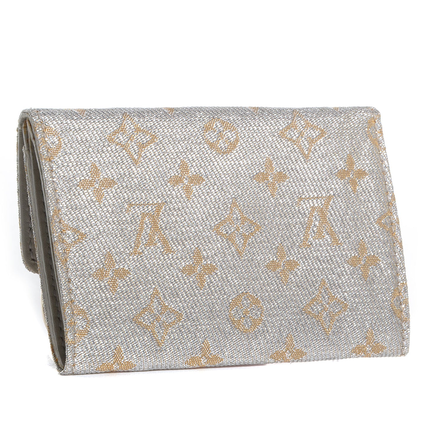 Satin Mini Monogram Porte-Monnaie Snap Wallet Silver