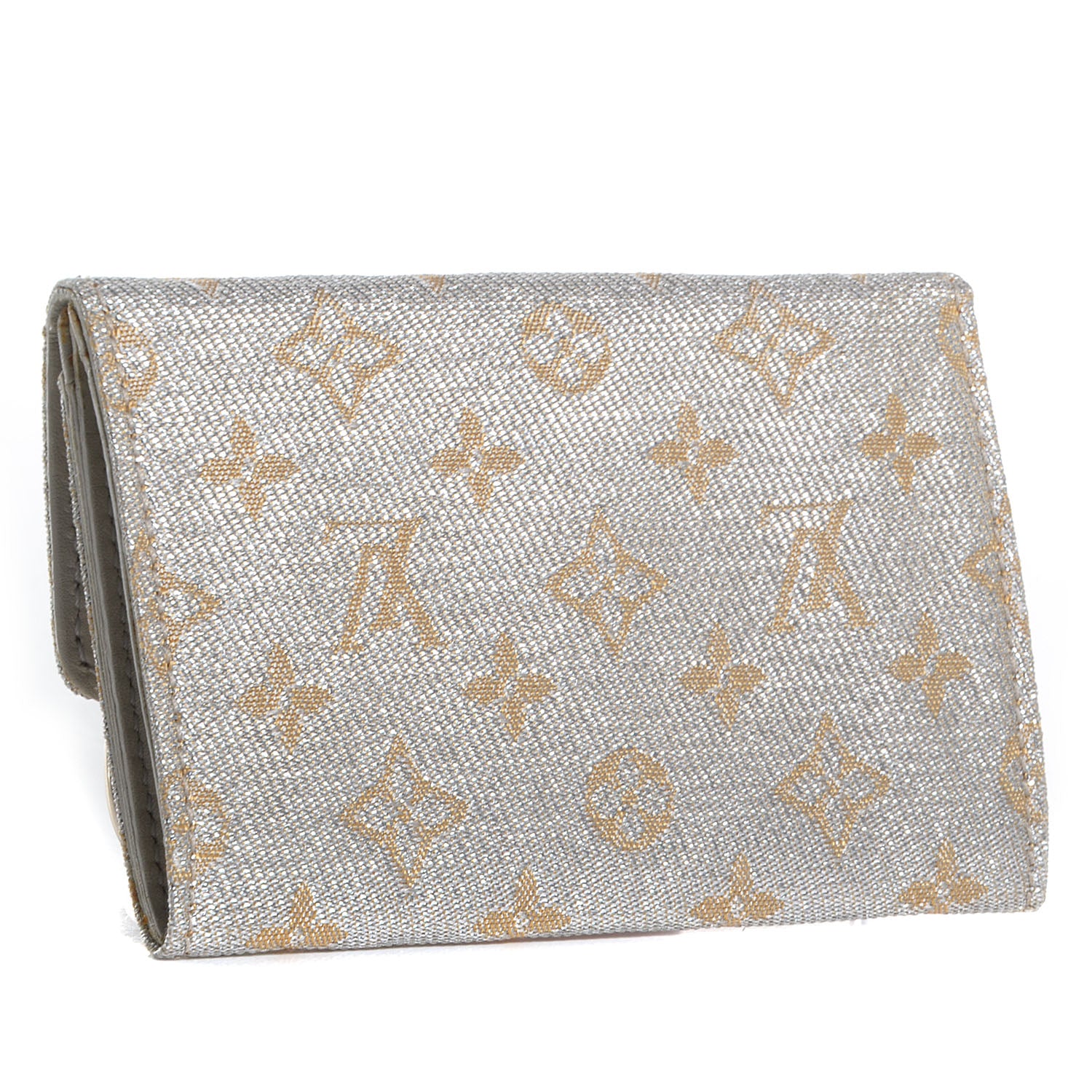 Louis Vuitton Satin Mini Monogram Porte-Monnaie Snap Wallet Silver 3 of 7