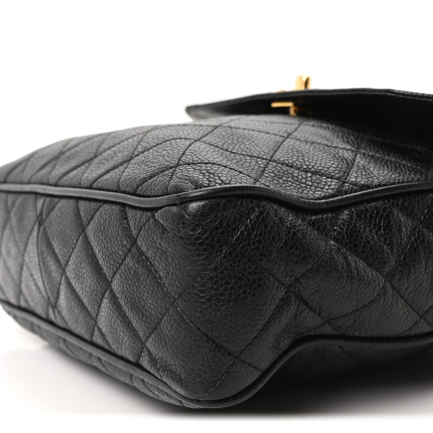Caviar Quilted Flap Camera Case Black