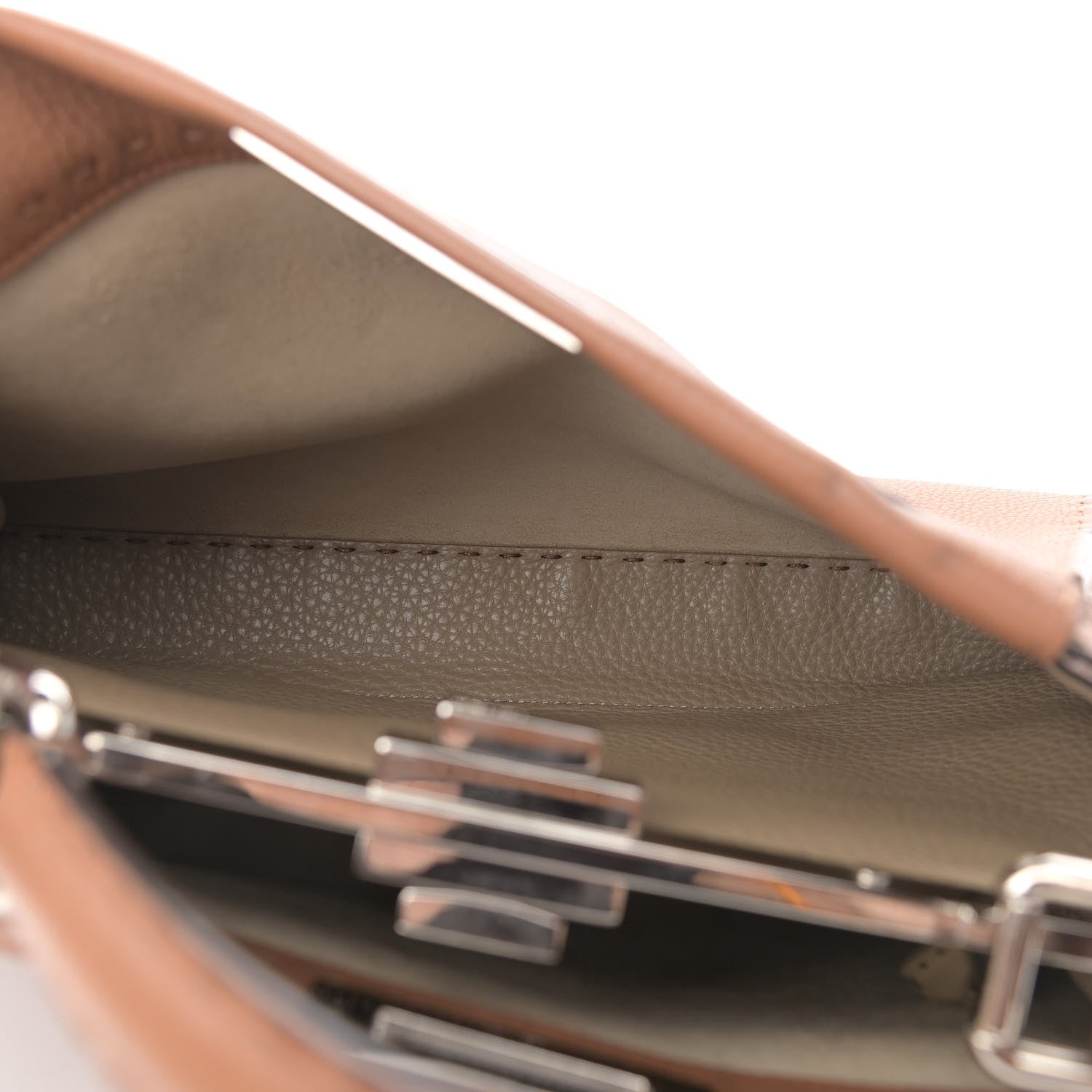 Fendi Cuoio Romano Selleria Bi-Color Medium Peekaboo Iconic Satchel Mou Deserto 6 of 13