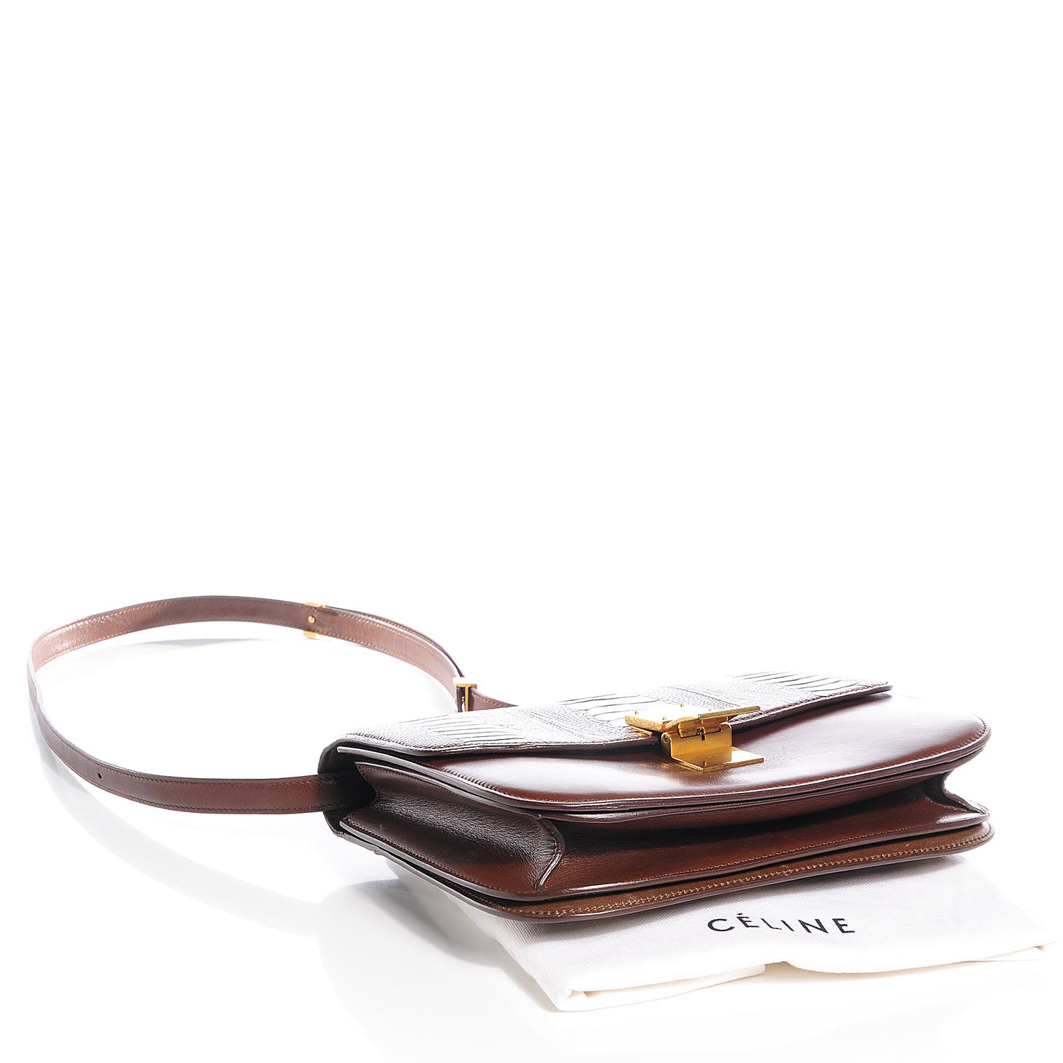 Celine Ostrich Leg Medium Classic Box Flap Bag Havana 4 of 9