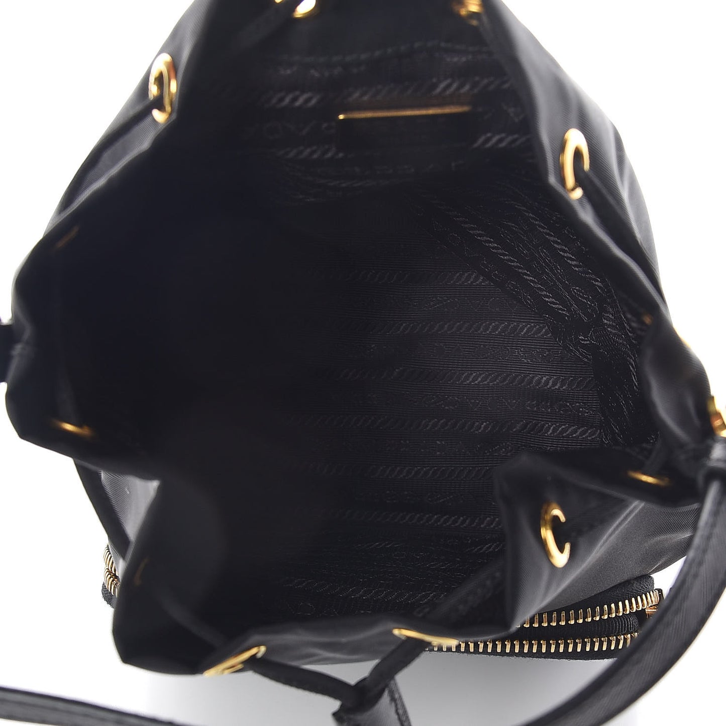Saffiano Tessuto Nylon Mini Bucket Crossbody Bag Black