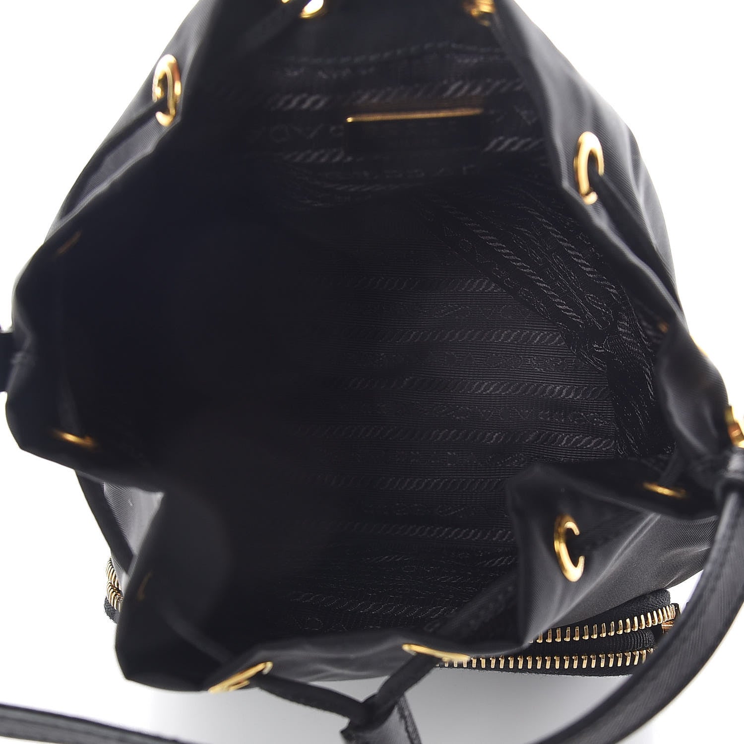 Prada Saffiano Tessuto Nylon Mini Bucket Crossbody Bag Black 5 of 9