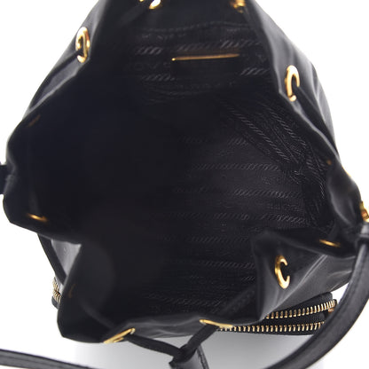 Prada Saffiano Tessuto Nylon Mini Bucket Crossbody Bag Black 5 of 9