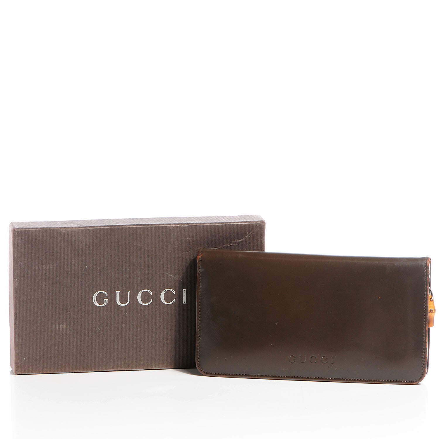Gucci Leather Zip Around Bamboo Wallet Brown 4 of 14