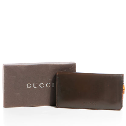 Gucci Leather Zip Around Bamboo Wallet Brown 4 of 14