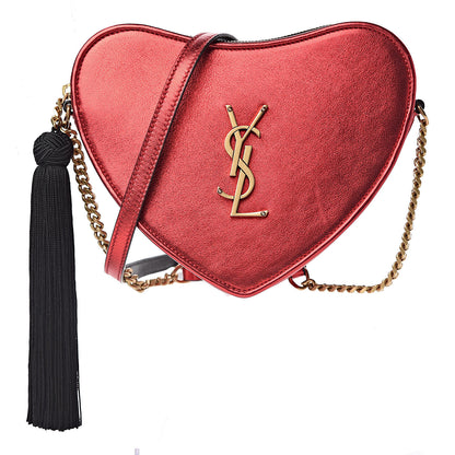 Saint Laurent Metallic Calfskin Heart Monogram Crossbody Black Rouge 1 of 11
