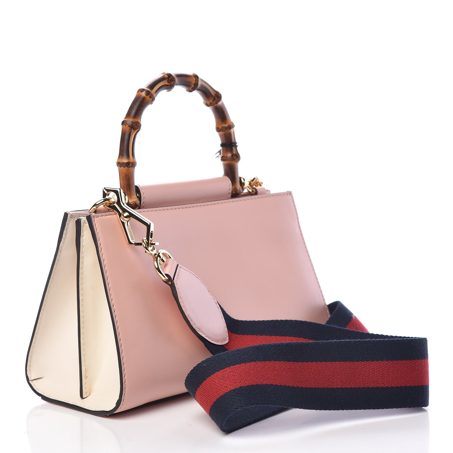 Gucci Nappa Bamboo Web Mini Nymphaea Top Handle Bag Perfect Pink Mystic White 3 of 11