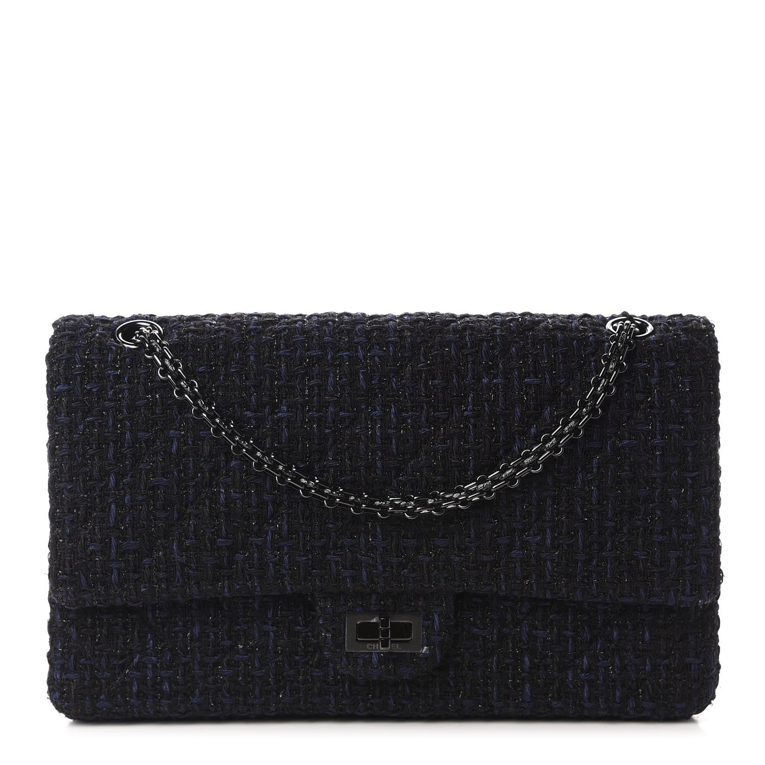 Chanel Metallic Tweed Quilted 2.55 Reissue 226 Flap Navy Blue 1 of 11