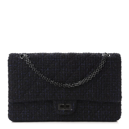 Chanel Metallic Tweed Quilted 2.55 Reissue 226 Flap Navy Blue 1 of 11